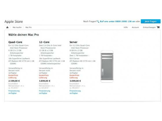 Ausverkauft? Im deutschen Apple Store lässt sich der Desktop-PC nicht länger bestellen