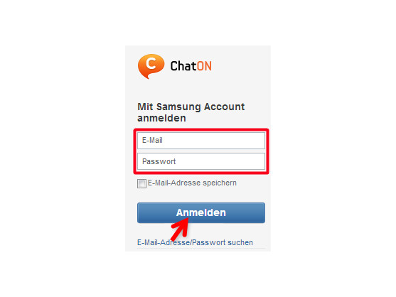Mit Samsung-Account auf der Webseite anmelden.