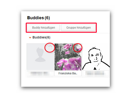Weitere Funktionen für Kontakte.