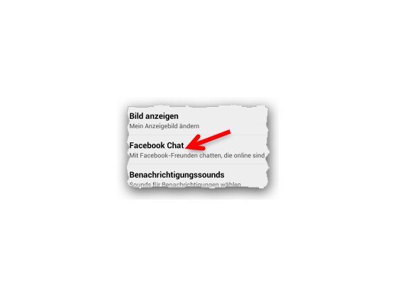 Facebook Chat auswählen.