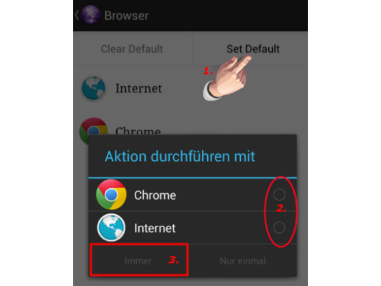 Einfache Zuweisung von Apps als Standardanwendung.