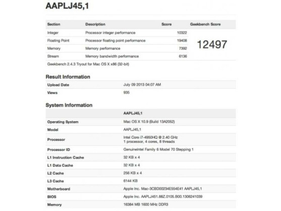 Das bislang unveröffentlichte MacBook Pro taucht in der Ergebnis-Datenbank des Benchmark-Tools Geekbench 2 auf.