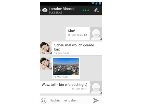 Chatnachrichten werden mit Threema verschlüsselt übertragen.