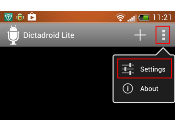Settings aufrufen