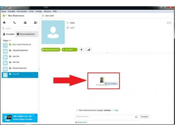 Drag & Drop: Eine Möglichkeit des Datei-Uploads in Skype.