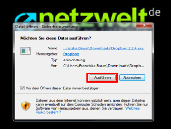 Sicherheitswarnung bestätigen