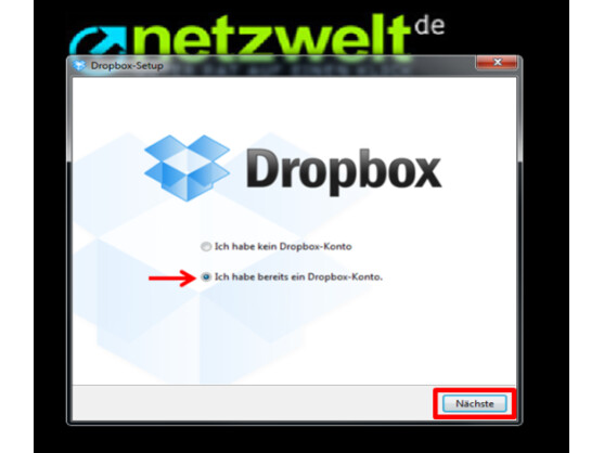 Bestätigung, dass Sie ein Dropbox-Konto haben.