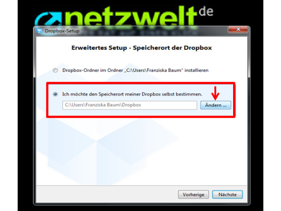 Speicherort selber bestimmen