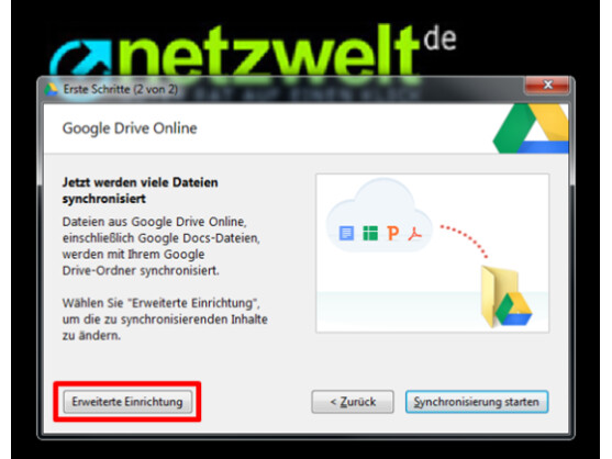 Erweiterte Einrichtung wählen