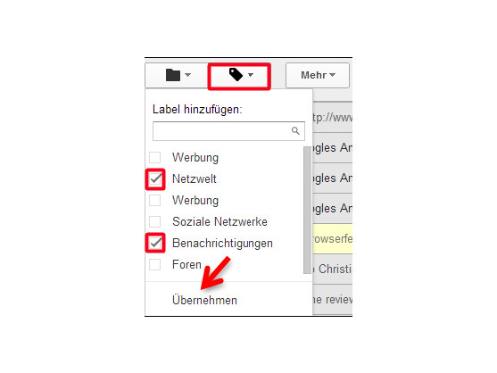 E-Mails mit mehreren Labels versehen.