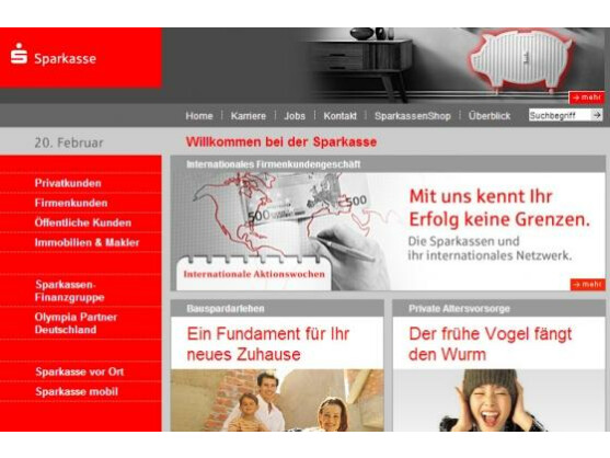 Einige Internetseiten der Sparkasse waren betroffen.