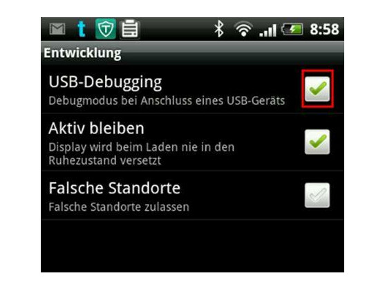 Einstellung auf dem Smartphone prüfen