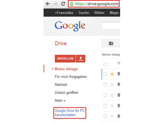 Google Drive auf den PC laden