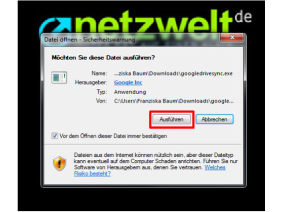 Sicherheitswarnung bestätigen
