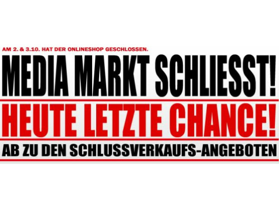 Groteske Werbung: Media Markt suggeriert das eigene Aus.