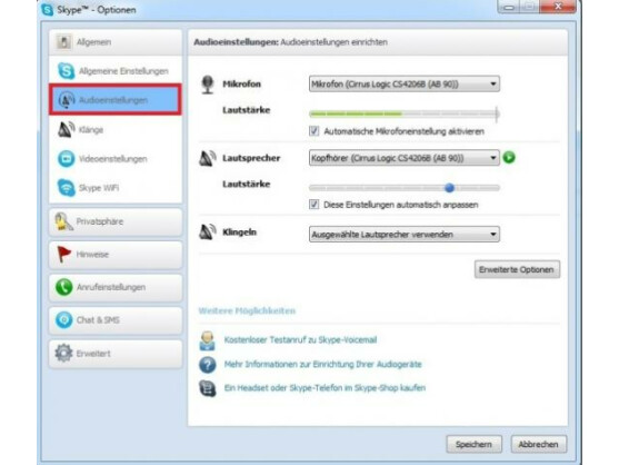 Nach der Installation kann der Nutzer vorab sowohl die Audioeinstellungen...
