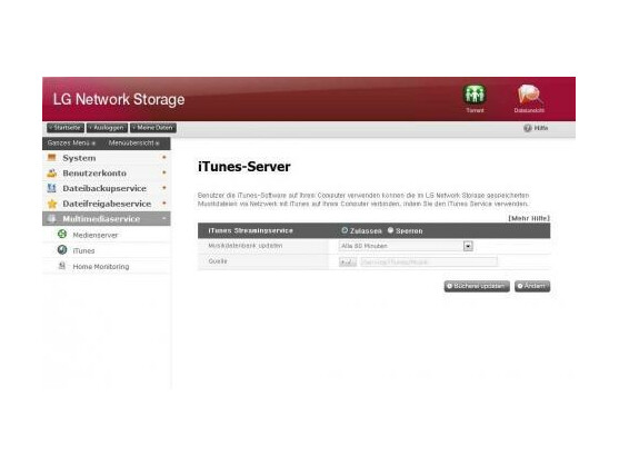 Kommt wie viele Netzwerkspeicher mit iTunes Server: der N2A2 von LG.
