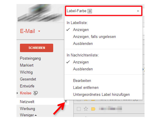 Labels direkt im Posteingang bearbeiten. 