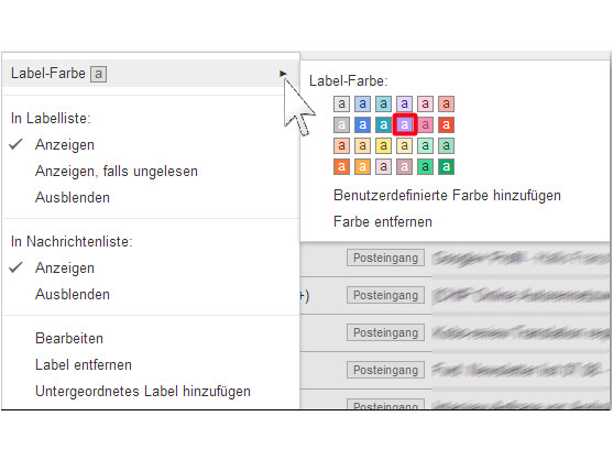 Labels mit Farben markieren.