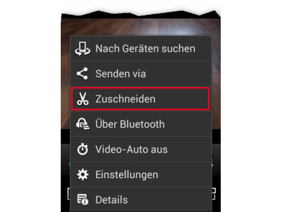 Menü in der Galerie-App.