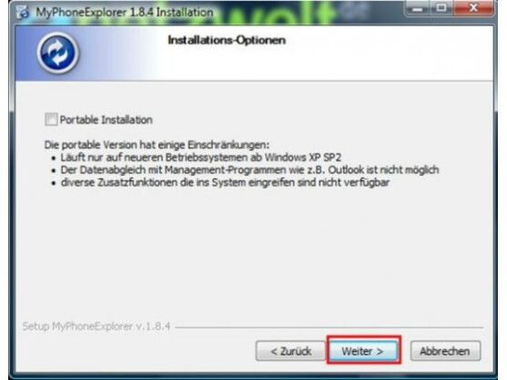 Portable-Version ist optional