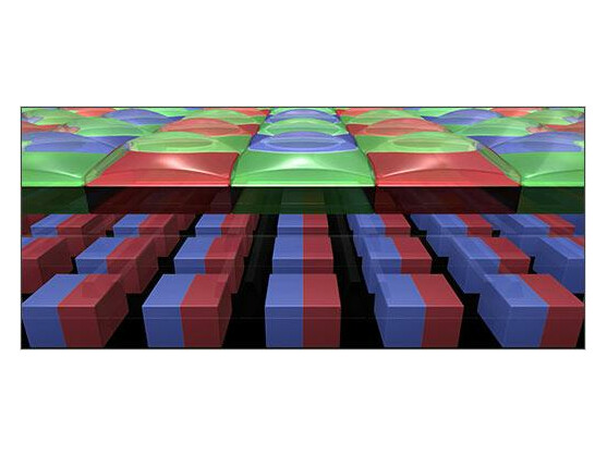 Schematische Darstellung eines CMOS-Senors mit Bayer-Pattern und Pixelstruktur.