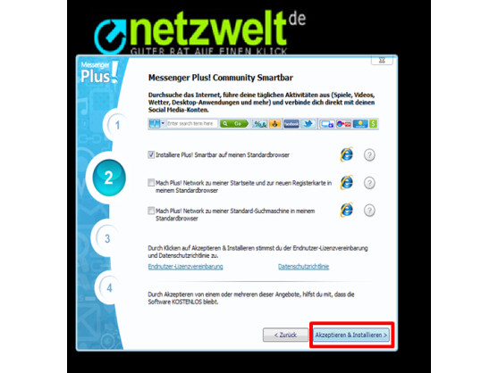 Akzeptieren der zusätzlichen Software.