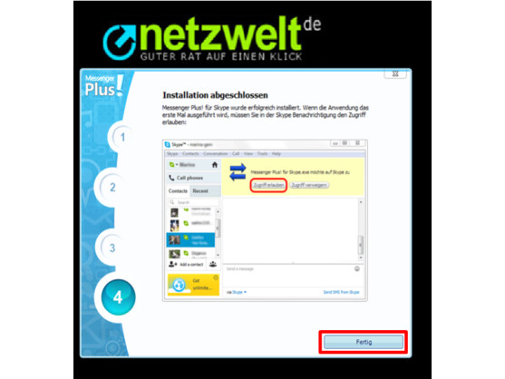 Installation abschließen