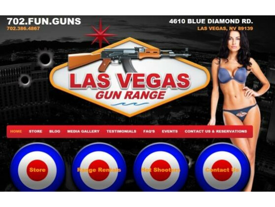 Hier sind sogar Schusswaffen ein Teil des Showbusiness. Die Homepage eines Waffengeschäfts in Las Vegas.