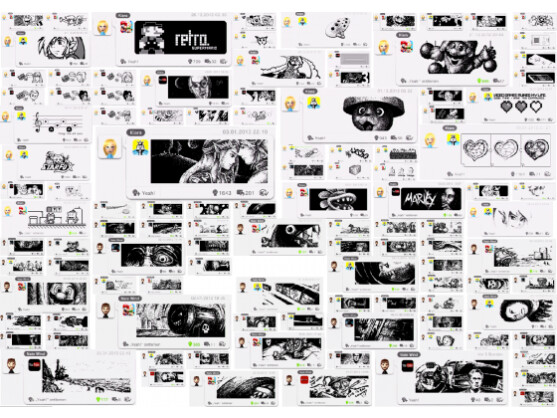 Die Ausstellung zeigt unzählige Kunstwerke aus der Miiverse-Community.