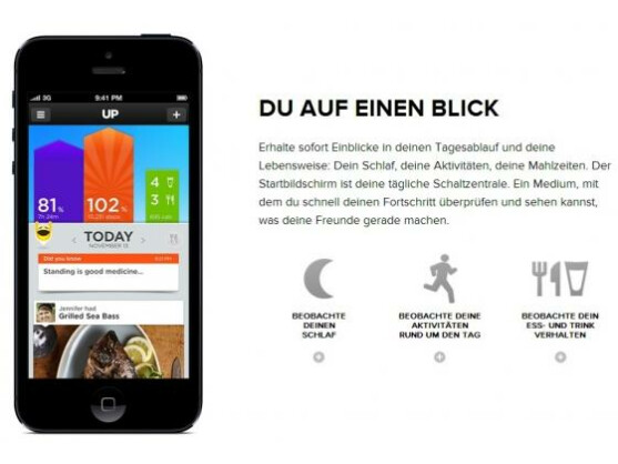 In der Up-App lassen sich auch Mahlzeiten mit einem Foto archivieren.