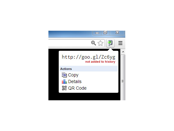 Mit einem Klick auf das URL Shortener-Icon wird eine Short-URL erstellt.