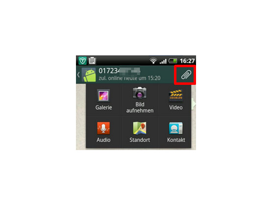 Multimedia-Informationen per WhatsApp versenden.