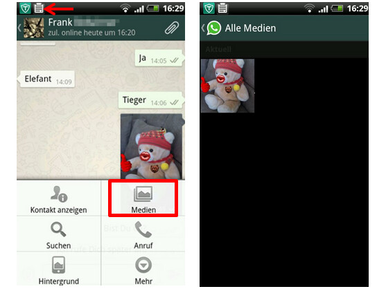 Empfangene Bilder und Videos anzeigen.