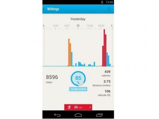 Die Withings-App ist übersichtlich gestaltet.