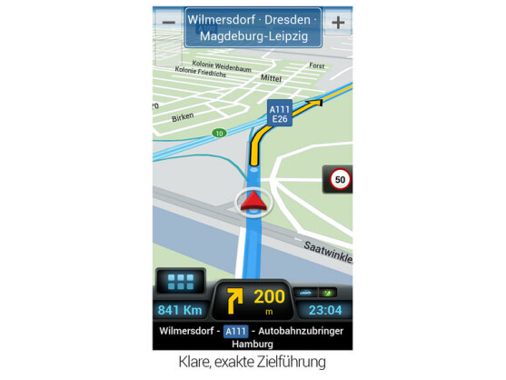 Die 3D-Routenführung erlaubt eine übersichtliche Navigation.