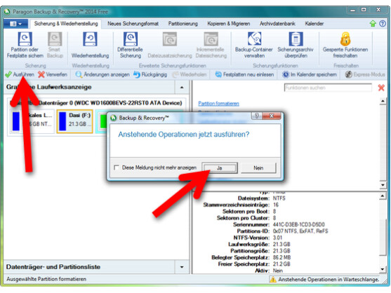 Erstellung des Backups starten.