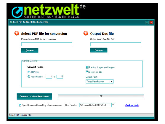 Hauptfenster der Software.