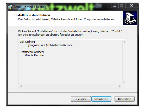 Installation beginnt.