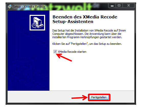 Installationsassistenten beenden.