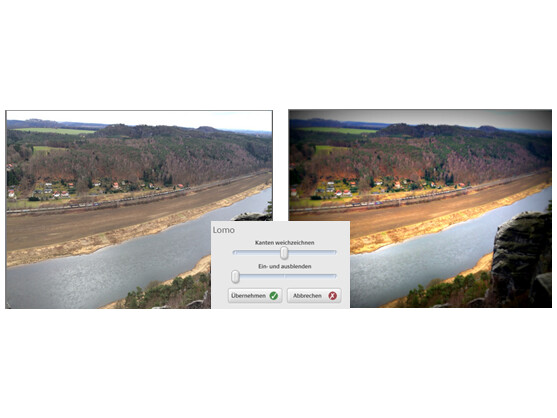 Das Originalbild (links) wurde mit einem Lomo-Filter bearbeitet (rechts).