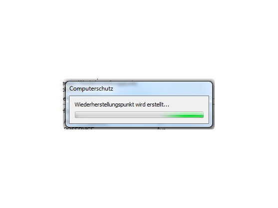 Wiederherstellungspunkt wird erstellt.