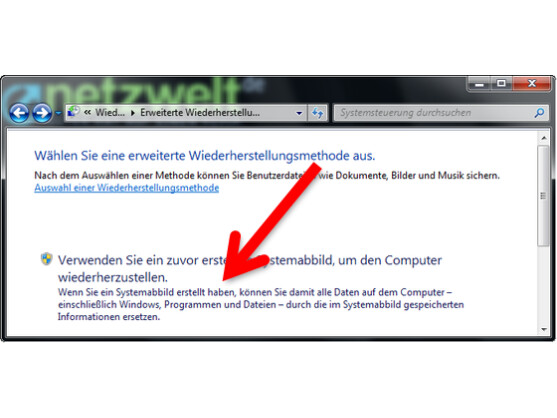 Windows aus einem Systemabbild wiederherstellen.