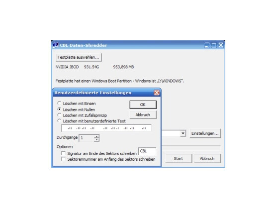 CBL Datenshredder: Partitionen und Laufwerke im Visier.