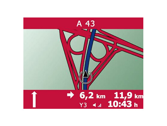 Die Anzeige einer zwei- oder dreidimensionalen Straßenkarte sorgt in unübersichtlichen Verkehrssituationen oder bei Zweifelsfällen für mehr Klarheit.