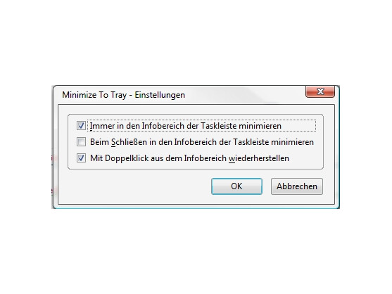 In den Einstellungen wird MinimizeToTray aktiviert.