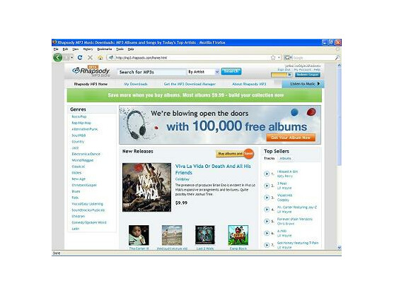 Wirkt aufgeräumt: Rhapsody MP3 Store(Klick vergrößert)