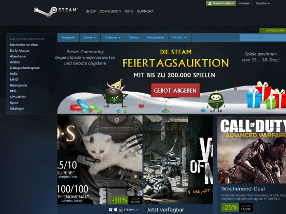 Steam bietet eine vielfältige Auswahl an Spielen.