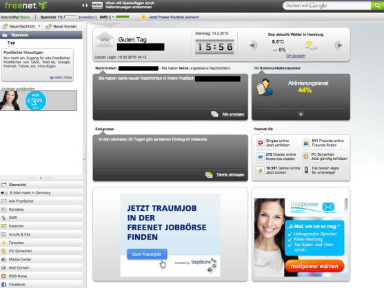 Viel Werbung im Postfach - das kostenlose E-Mail-Angebot Freenet MailBasic