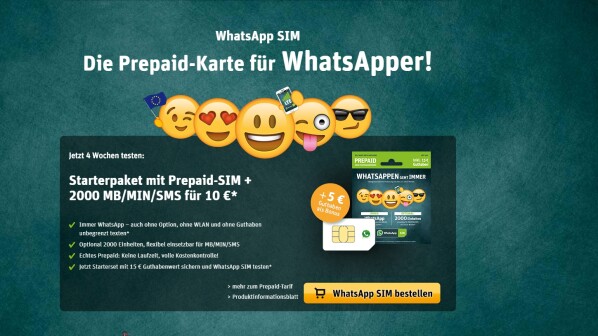 Die WhatsApp SIM enthält nun mehr Einheiten.
